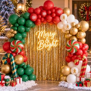 Visondeco Christmas Balloon Arch Kit, Candy Cane & Peppermint Foil Balloons