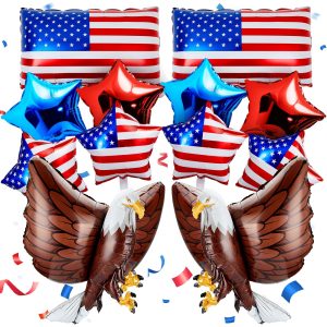 Zhanmai 12 Pcs Patriotic Eagle Foil Balloons American Party Decorations
