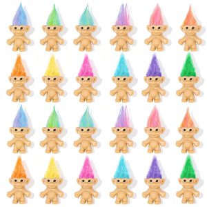 30 Pcs Long-Haired Lucky Mini Troll Dolls - 4" Vintage Style Action Figures (0.8" Body) with Colorful Hair. Small Toys for Kids Goodie Bag Fillers, Classroom Prizes, Pinata Stuffers & Cake Toppers