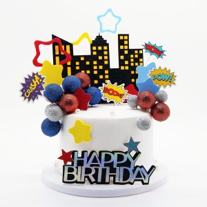 LAST HOE DOWN 51PCS Superhero Birthday Cake Decorations
