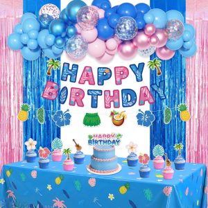 Amandir 67 Pcs Pink and Blue Birthday Party Decorations