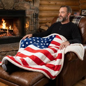 Catalonia Patriotic American Flag Throw Blanket for Veteran and Citizenship