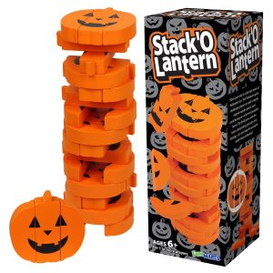 Funwares Stack-O-Lantern Halloween Stacking Game, Pumpkin Wooden Blocks