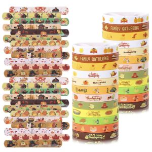 xutengy 48Pcs Fall Thanksgiving Party Favors Slap Bracelets Rubber Wristbands Pumpkin Pattern Toys Bulk Harvest Exchange Gifts Reward Prizes Thanksgiving Supplies