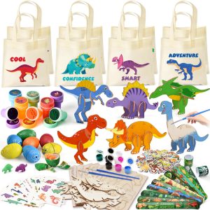 KELENO 146pcs Dinosaur Party Favors - Dinosaur Birthday Party Supplies & Non-woven Goodie Bags for Kids Birthday, Dino Themed Party Decorations Gifts Pinata Fillers Stuffers Toys