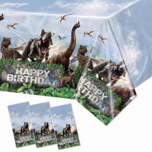 JVORFDG 3pcs Dinosaur Tablecloth Dino Party Plastic Disposable Tablecloths