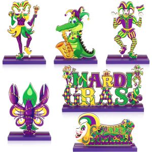 6 Pack Mardi Gras Decorations Wooden Table Centerpieces Masquerade Sign