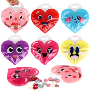 POPGIFTU 60 Pack Valentine Treat Bags with Handles & Zipper