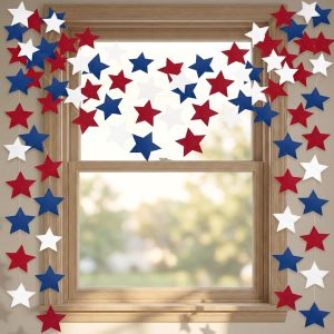 4th of July Decorations - Patriotic Star Garland | Red White Blue Streamers Banner - Memorial Day Fourth of July Accessories Decorations Party Favors Supplies for Outdoor Indoor Home,4 Pack