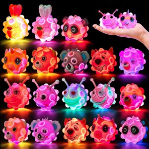 18 Pack Light Up Animal Pop Balls, Party Favors for Kids, Goodie Bag Stuffers, Treasure Box Prizes, Halloween Non-Candy Treats for Kids, Stocking Stuffers, Pinata Stuffers, Classroom Prizes