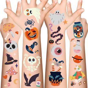 190 PCS Halloween Tattoos for Kids - Halloween Party Favors - Halloween Games Treats Toys Gifts Crafts Party Favors Supplies [Halloween Makeup]