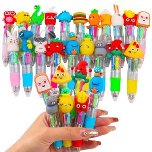 CZWZ 24Pcs Mini Multicolor Pens in One 4-in-1 Cute Pens Bulk for Kids, Fun Kawaii Ballpoint Pens for Birthdays and Children's Party Favors Gifts Teacher School Supplies