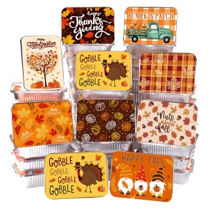 DIYDEC 36PCS Thanksgiving Food Containers Fall Foil storage Tin with Lids