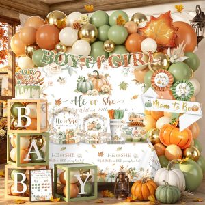 306 Pcs Pumpkin Gender Reveal Decorations, Fall Gender Reveal Pumpkin Theme