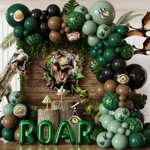Adeyoo Dinosaur Birthday Party Decorations, 133Pcs Dinosaur Balloon Arch