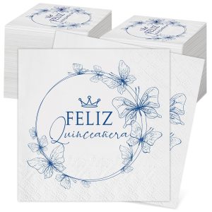 Kosiz 100 Pcs Mis 15 Quince Girls 15th Birthday Party Cocktail Napkin 3 Ply