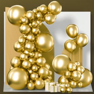 PartyWoo Metallic Gold Balloons 140pcs Different Sizes of 18 12 10 5 Inch