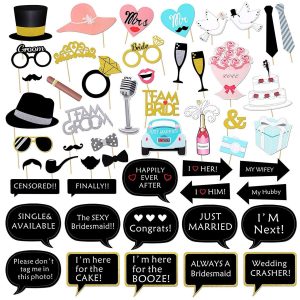 Kotbs 52pcs Wedding Photo Booth Props for Bridal Shower & Engagement Party