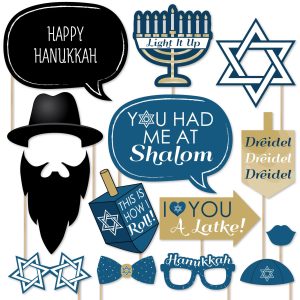 Happy Hanukkah Photo Booth Prop Kit, DIY Cardstock Props - 20pc