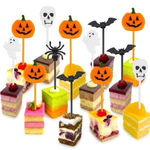 Tatuo 50 Pcs Halloween Picks Cupcake Topper, Pumpkin