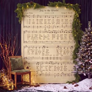 Frienda 4.8x6 ft Vintage Joy to The World Christmas Photo Backdrop Tapestry