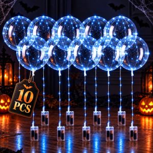 Blue LED Balloon Lights, 10 Pcs Clear Light Up Balloons for Parties