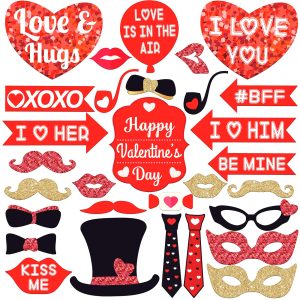 KatchOn Red Valentines Photo Props, Pack of 30, Valentines Day Decorations