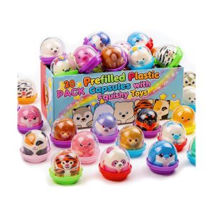 KissFree 20 Pack Animal Squishy Toys in Ready-to-Give Capsules, No Assembly Required, Party Favors for Kids, Goodie Bag Stuffers, Birthday Gifts, Pinata Fillers & Classroom Prizes