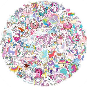 Unicorns Theme Stickers 100 Pcs Waterproof Vinyl Stickers for Water Bottles