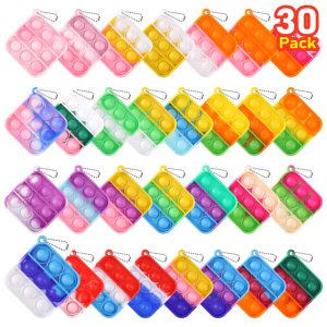 Kids Party Favors Fidget Toys Bulk 30 Pack Mini Pop Fidget Keychain Its Halloween Birthday Party Favors for Kids 4-8,8-12 Small Classroom Prizes It Halloween Goodie Bags Stuffers