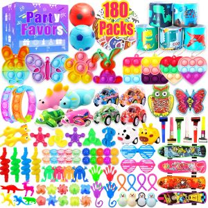 Wuridiwa 180 Party Favors for Kids, Fidget Toys Bulk, Treasure Box Toys for Classroom Prizes, Goodie Bag Stuffers Pinata Fillers, Carnival Birthday Stocking Stuffers for Boys Girls, Prize Box Toy