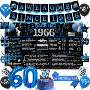 Trgowaul 60th Birthday Decorations for Men, Blue Back in 1966 Poster