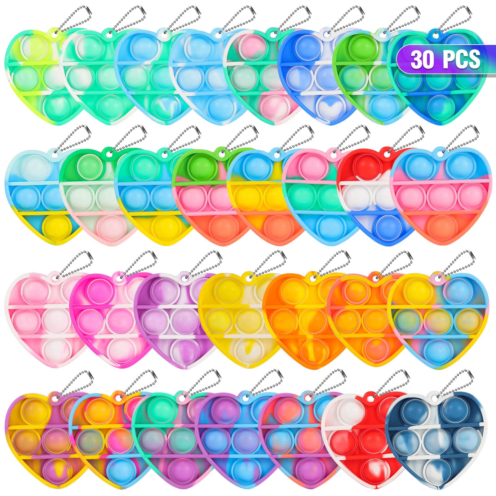 Heart Pop Fidget Toys Bulk Its Valentine Party Favors for Kids 30 Pack