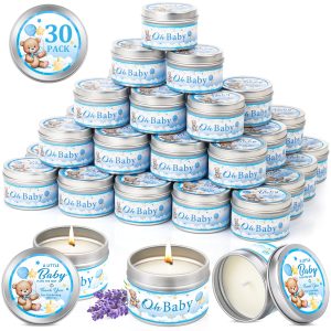 VISCOO 30 Pack Baby Shower Party Favors for Guests Prizes,Candles Blue