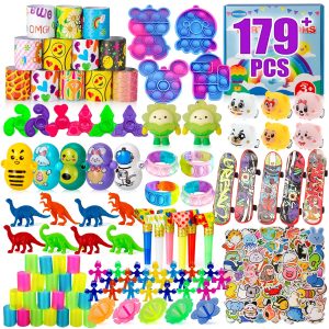 Party Favors for Kids 4-8,8-12,179 Pcs Goodie Bags Stuffers for Kids,Pinata Stuffers,Treasure Box Toys for Classroom,Pop It Fidget Toys,Fidget Toys Bulk,Carnival Prizes,Treasure Chest Prizes