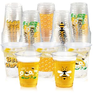 CUPLOOV Honey Bee Party Decoration Cups for Baby Shower Decor Supplies