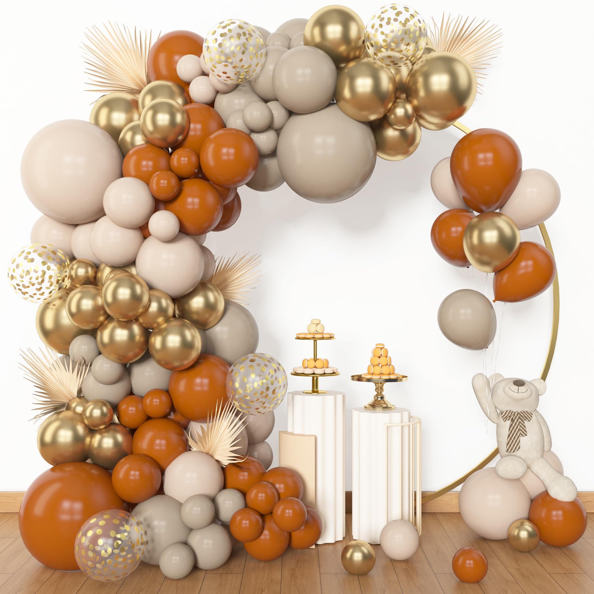 Amandir 153pcs Burnt Orange Thanksgiving Balloon Garland Arch Kit
