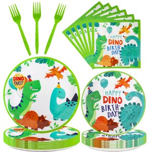 96Pcs Christmas Plates and Napkins Party Supplies, ChristmasThemed Tableware Set, Cute Disposable Dinnerware for Birthday Dessert Tea Party Decoration, 24 Guests