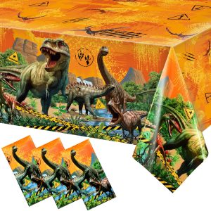 Tiamon 3 Pcs Dinosaur Party Tablecloth Dino Plastic Disposable Tablecloths