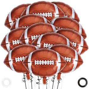 12 Pcs Football Balloons,20 Inch Football Foil Balloons,Football Party Balloon Sports Mylar Balloon Footballs Birthday Decorations for Footballs Party Sports Theme Party Supplies