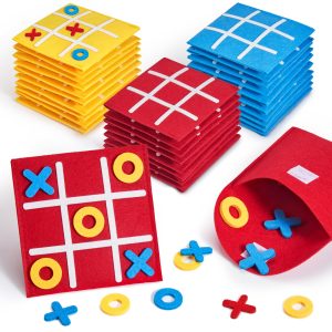 JoyCat 30 Pack Tic Tac Toe Party Favors, Felt Travel Games with Pouches