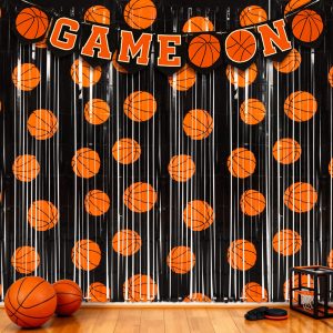 Tingjoo 2 Pack Basketball Birthday Party Decorations Foil Fringe Curtains