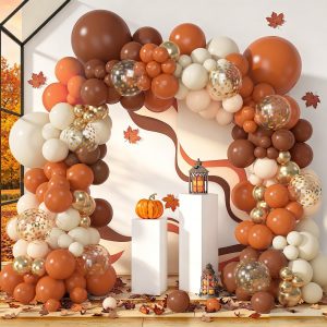 Amandir 173Pcs Burnt Orange Coffee Brown Fall Balloons Arch Kit