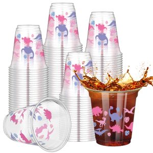 Yuxung 50 Pcs Girl Dinosaur Birthday Party Decorations Cups 12 oz Dinosaur Disposable Plastic Cups Dino Theme Tumbler for Three Rex Birthday Party Supplies Decorations, Pink