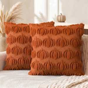 AVOIN colorlife Caramel Fall Pumpkin Throw Pillow Covers 18x18 Inch