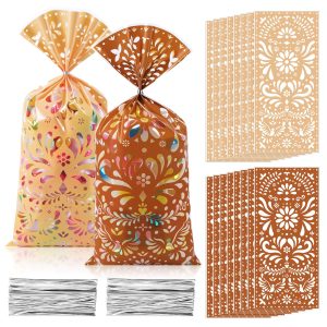 Funrous 100 Pcs Cielito Lindo Candy Bag Mexican Fiesta Bag, Brown Series