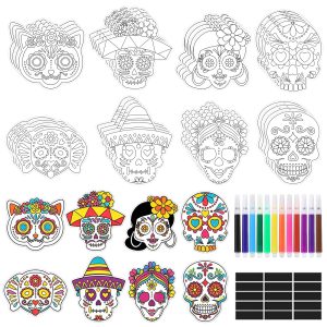 32 PCS Sugar Skull Day of the Dead Crafts DIY Fridge Magnet Kit Decorations