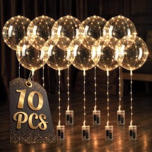 10 Pcs LED Balloons Light Up Balloons, 18 In Clear, String Lights