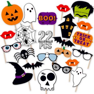 KatchOn Scary Halloween Photo Booth Props, Pack of 22