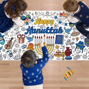 OHOME Hanukkah Giant Coloring Poster/Tablecloth-Hanukkah Decorations - 30 x 72 Inches Jumbo Coloring Banner Kids Crafts Gifts Activities Decor Party Decorations